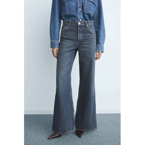 Mango high waist flared jeans medium blue denim afbeelding