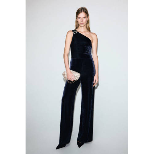 Mango jumpsuit fluwelen donkerblauw afbeelding