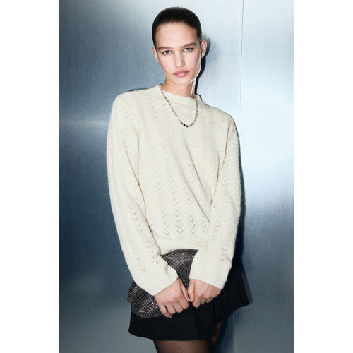 Mango pullover ecru met glitter afbeelding