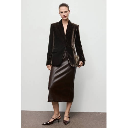 Mango fluwelen regular blazer donkerbruin afbeelding