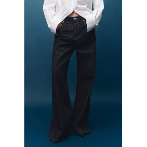 Mango high waist flared jeans dark blue denim afbeelding