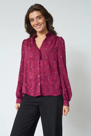 blouse donkerrood met parels