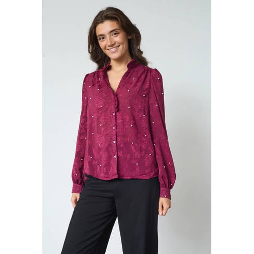 SisterS Point blouse donkerrood met parels afbeelding