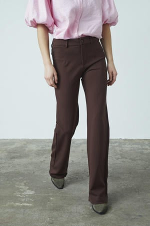 straight regular waist pantalon  donkerbruin
