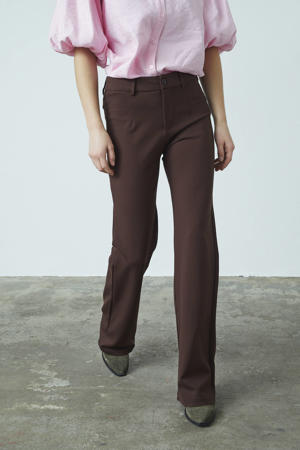 straight regular waist pantalon  donkerbruin