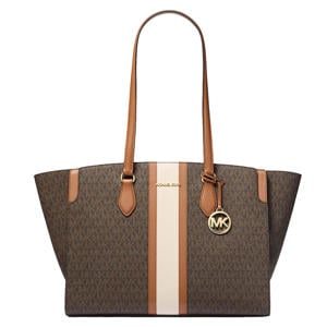 shopper Becca met logoprint donkerbruin