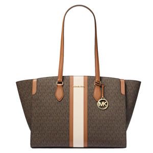 shopper Becca met logoprint donkerbruin