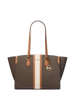 shopper Becca met logoprint donkerbruin