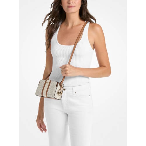 Michael Kors crossbody tas Becca met logoprint ecru afbeelding