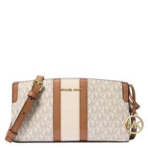 crossbody tas Becca met logoprint ecru