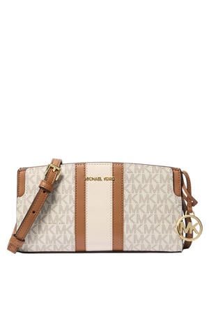 crossbody tas Becca met logoprint ecru