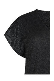 thumbnail: Zwart en zilverkleurige dames Miss Etam Plus glitter top van polyester met effen, korte mouwen en lurex