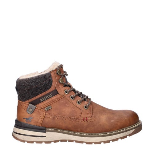 Mustang gevoerde veterboots cognac afbeelding