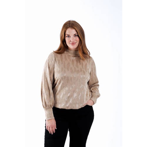 Paprika blousetop met panterprint beige afbeelding