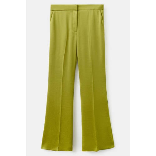 Mango satijnen straight regular waist pantalon groen afbeelding