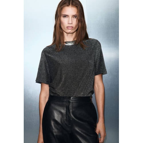 Mango top zilver met glitter afbeelding