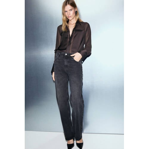 Mango satijnen blouse bruin afbeelding
