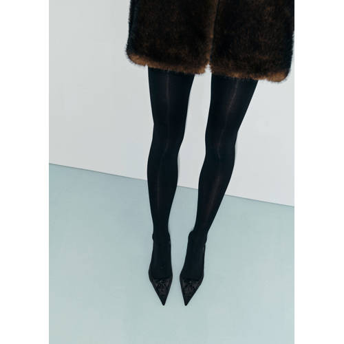 Mango satijnen slingback pumps zwart afbeelding