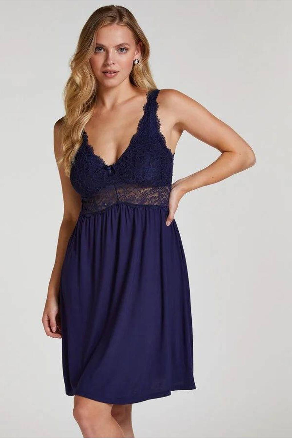 Hunkemöller slipdress Nora donkerblauw