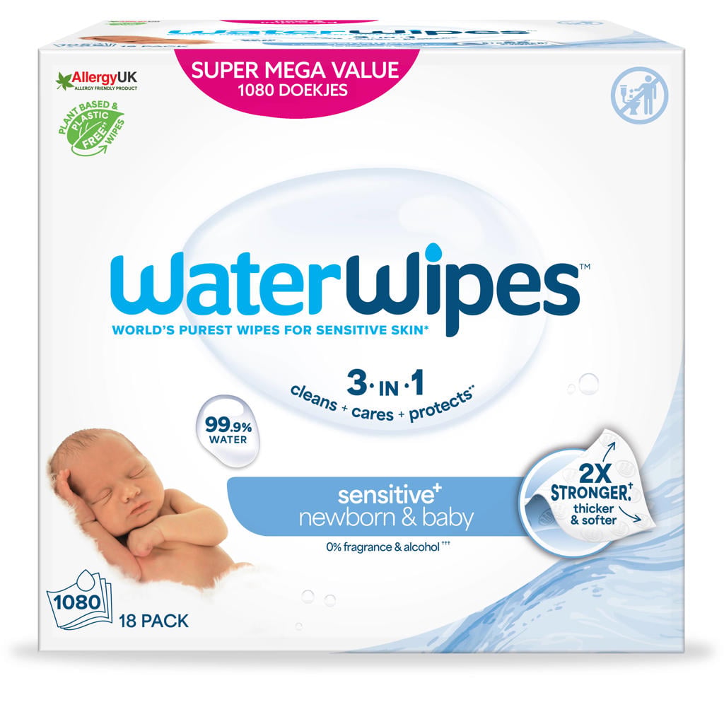 WaterWipes billendoekjes 18-pack (18x60 = 1080 doekjes)