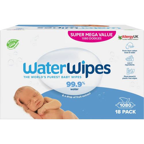WaterWipes billendoekjes 18-pack (18x60 = 1080 doekjes) afbeelding