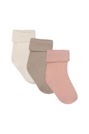 sokken - lichtroze/beige/ecru (set van 3)