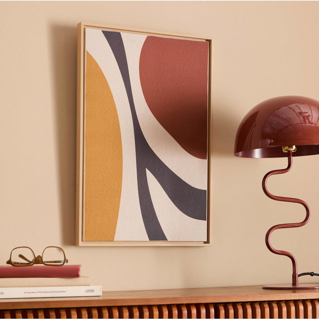 NOUS Living houten schilderij Suze 40x60 cm - oker/terra/antraciet/zand