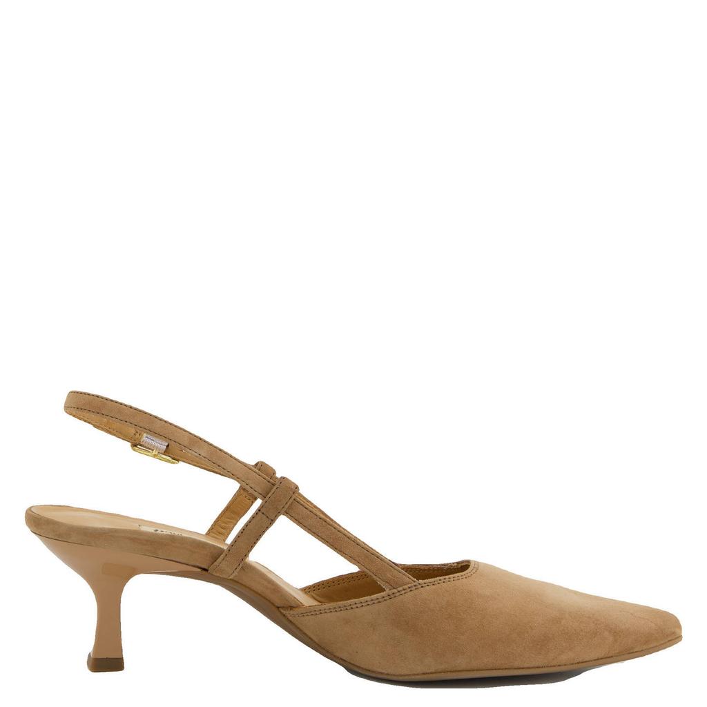 Cognackleurige dames Paul Green suède slingback pumps met gesp