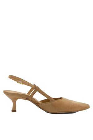 suède slingback pumps cognac