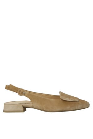 suede slingback loafers beige