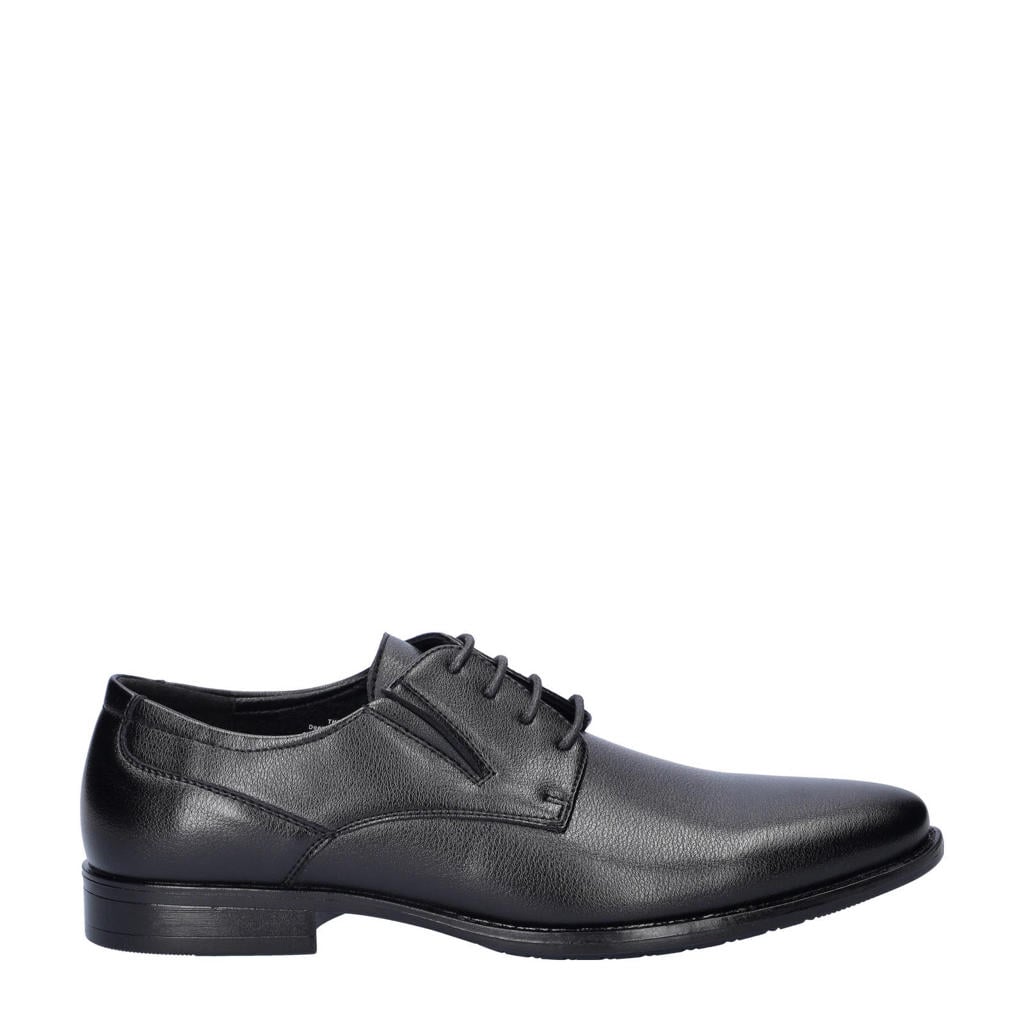 Zwarte heren Nelson veterschoenen van imitatieleer