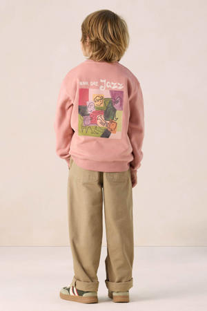 sweater met backprint roze