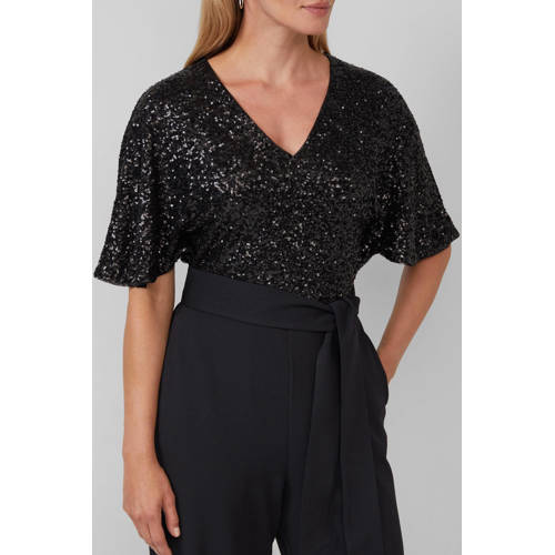 s.Oliver BLACK LABEL jumpsuit zwart met pailletten afbeelding