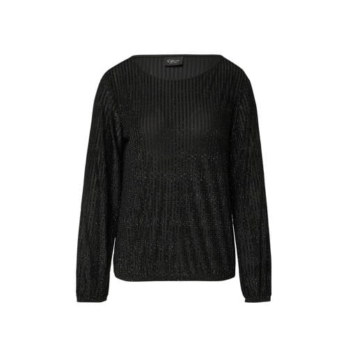 s.Oliver BLACK LABEL gestreepte top zwart afbeelding