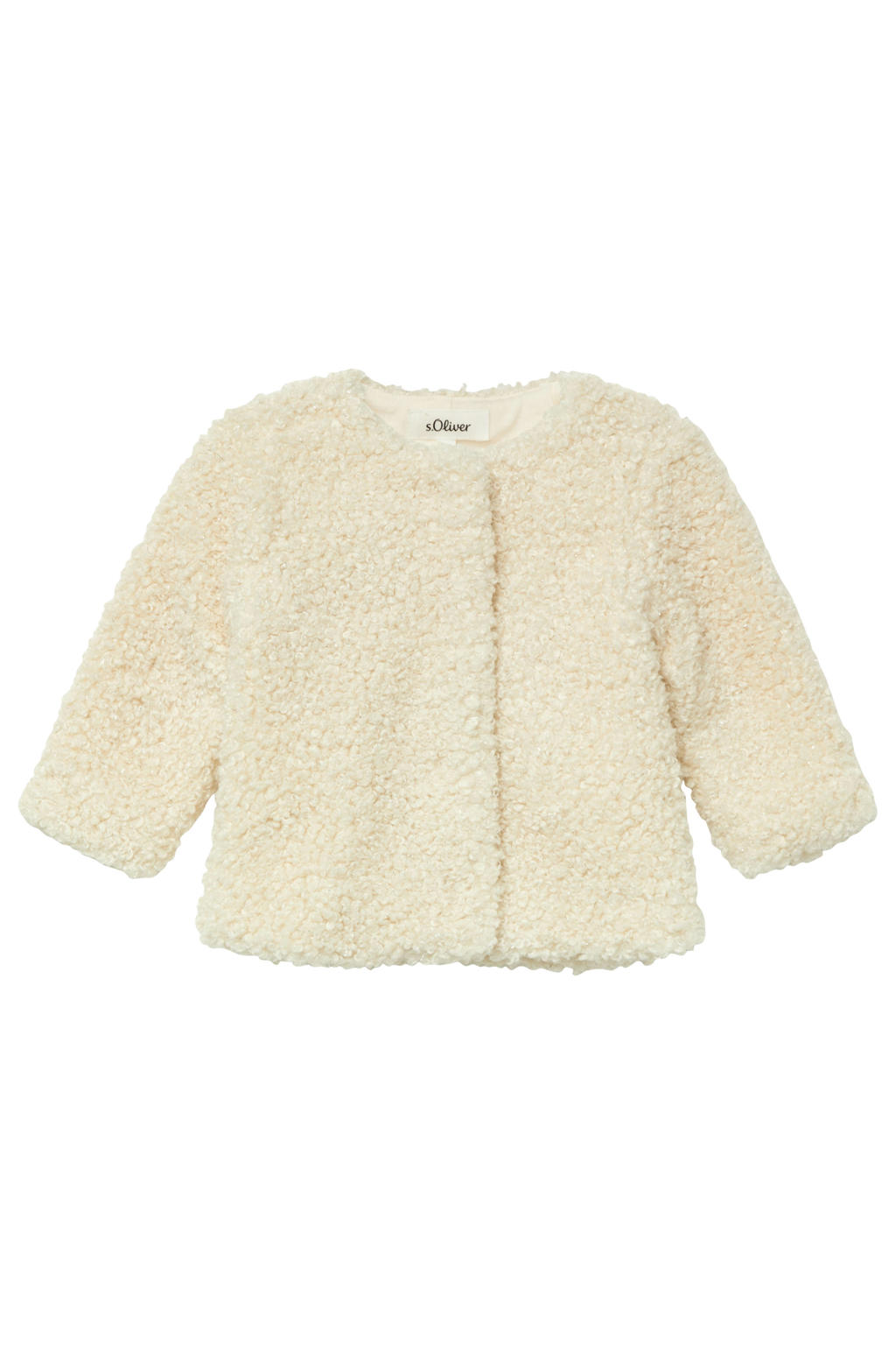 Ecru meisjes s.Oliver jasje voor binnen van polyester met effen, lange mouwen, ronde hals, drukknoopsluiting en glitters