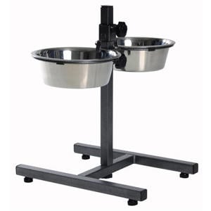 Voerstandaard 1,8 l 20 cm Hondenstandaard inclusief 2 RVS voer/waterbakken