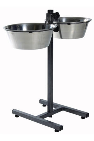Voerstandaard 4,5 l 28 cm Hondenstandaard inclusief 2 RVS voer/waterbakken