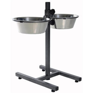 Voerstandaard 2,8 l 24 cm Hondenstandaard inclusief 2 RVS voer/waterbakken