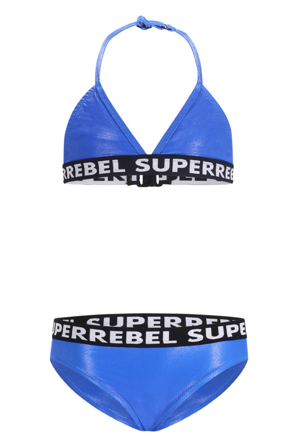 SuperRebel triangel bikini Isla blauw metallic