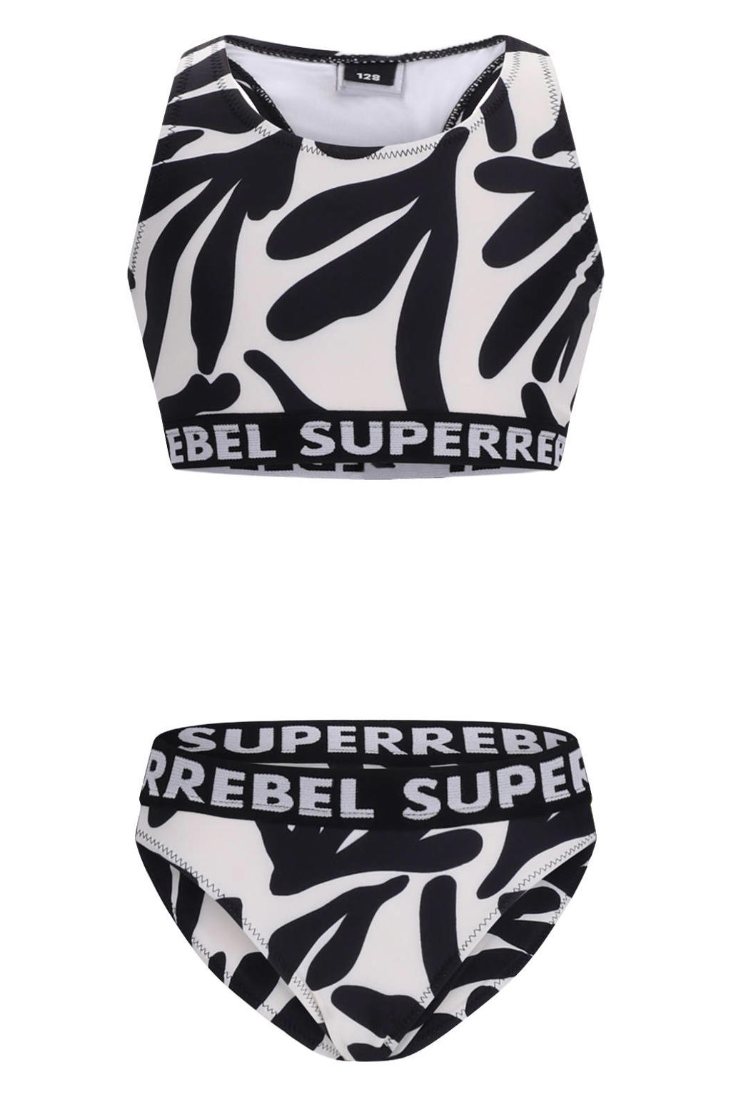 SuperRebel crop bikini Carmel wit/zwart