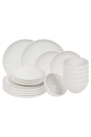 Serviesset Cardida Off White 18-delig / 6 personen - 6 dinerborden, 6 ontbijtborden en 6 kommen