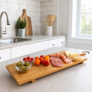 thumbnail: Cookinglife Serveerplank / Tapasplank op pootjes - XL - Bamboe - 88 x 26 cm