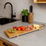 thumbnail: Cookinglife Serveerplank / Tapasplank op pootjes - XL - Bamboe - 88 x 26 cm
