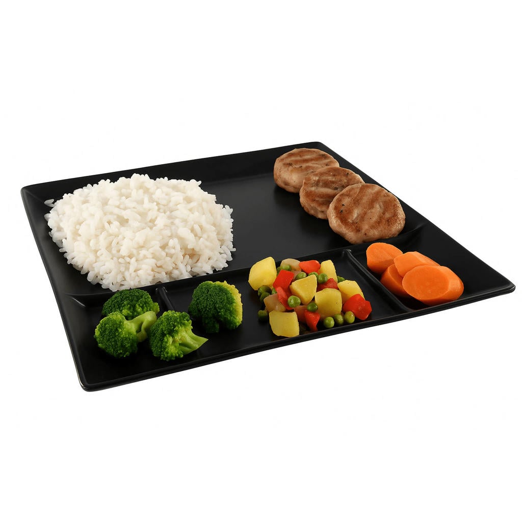 Studio Tavola BBQ Borden / Fondueborden / Gourmetborden 5 vakken - 24 x 24 cm - 4 stuks
