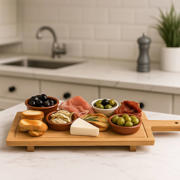 thumbnail: Cookinglife Serveerplank / Tapasplank op pootjes - L - Bamboe - 58 x 19 cm