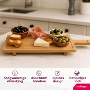 thumbnail: Cookinglife Serveerplank / Tapasplank op pootjes - L - Bamboe - 58 x 19 cm