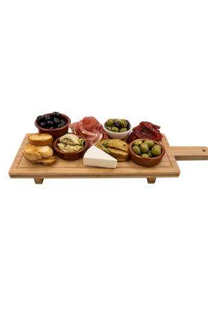 Serveerplank / Tapasplank op pootjes - L - Bamboe - 58 x 19 cm