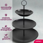 thumbnail: Cookinglife Etagère zwart ø 16, 21 & 26 cm - 3-laags - 32 cm hoog