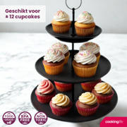 thumbnail: Cookinglife Etagère zwart ø 16, 21 & 26 cm - 3-laags - 32 cm hoog