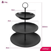 thumbnail: Cookinglife Etagère zwart ø 16, 21 & 26 cm - 3-laags - 32 cm hoog